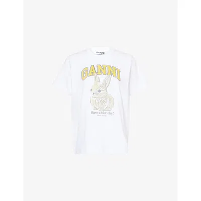 Ganni Basic Jersey Baby Bun Relaxed T-shirt In Bright White