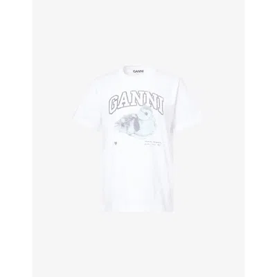 Ganni Basic Jersey Duckie Relaxed T-shirt In White