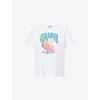 Ganni Womens Bright White Jersey Strawberry Printed Round-neck Cotton-jersey T-shirt In Multi