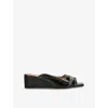 Ganni Butterfly Wedge Mule Sandals Black In Burgundy