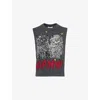 Ganni 'graphic Cats Knit Vest For In Gray Quill