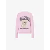 Ganni Womens Chalk Pink Poodle Logo-motif Wool-blend Knit Jumper Xs In Pink