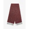 Ganni Red Check Fringed Scarf In Racing Red