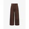 Ganni Brown Jeans With Tie-dye Pattern And Logo Patch On Back In Denim Woman In Brown