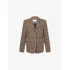 Ganni Checked Single-breasted Wool Blazer In Brown