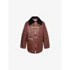 Ganni Quilted Coat With Contrasting Collar In Brown