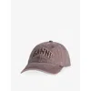 Ganni Washed Organic Cotton Canvas Baseball Cap In Purple