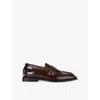 Ganni Loafers Crocodile Texture Studs Decorative In Brown