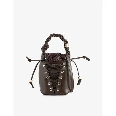 Ganni Womens Bou Faux-leather Bucket Bag Dark Olive
