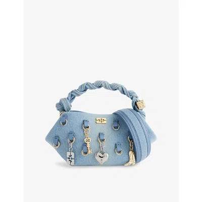 Ganni Womens Bou Charms Mini Denim Shoulder Bag Faded Denim In Blue
