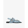 Ganni Feminine Denim Ballet Flats In Denim
