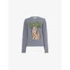 Ganni Bunny Wool Crewneck Sweater In Frost Gray