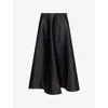 Ganni Womens Black A-line Satin Midi Skirt In Black