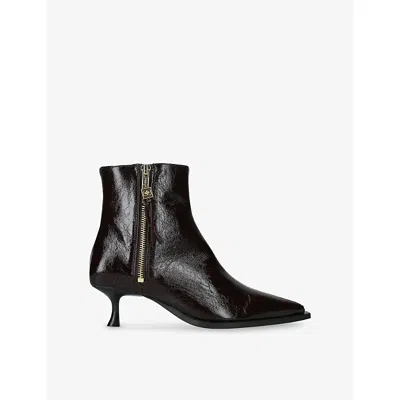 Ganni Womens  Ana Faux-leather Heeled Ankle Boots In Black