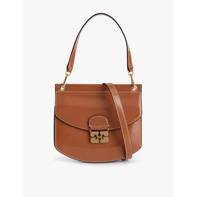 Ganni Womens Caramel Cafe Apo-g Small Recycled-leather Blend Cross-body Bag In Brown