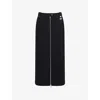Ganni Zip-up Crepe Midi Skirt In Black