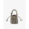 Ganni Womens Egret Bou Bucket Snake-print Leather-bend Bucket Bag