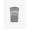 Ganni Knitted Vest With Logo In Frost Gray