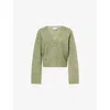 Ganni Womens Nile Brushed V-neck Knitted Jumper In Gray