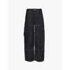 Ganni Fluffy Denim Carpenter Jeans In Black