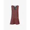 Ganni Check Mini Dress In Racing Red