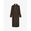 Ganni Herringbone Wool Coat Shitake In Shitake