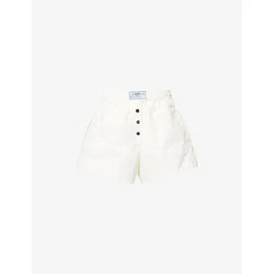 Ganni Womens Egret Elasticated-waist Cotton Shorts Cotton