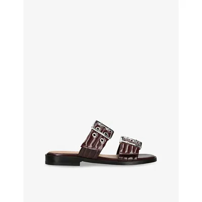 GANNI WOMENS GANNI FEMININE BUCKLE TWO-STRAP VEGAN LEATHER SANDALS