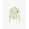 Ganni Womens Olive Night Flower Mock-neck Knitted Jumper In Green