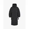 Ganni Tech Seersucker Puffer Down Jacket In Black