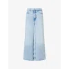 Ganni Womens Light Blue Stone High-rise Wide-leg Denim-blend Jeans