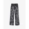 Ganni Tie-dye Jeans In Washed Black Black