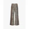 Ganni Womens Izey Leopard-print Mid-rise Straight-leg Organic-cotton Blend Stretch-denim Jeans In Leopard