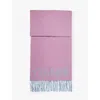 Ganni Womens Lilac Chiffon Logo-pattern Fringed Wool Scarf In Lilac Chiffon