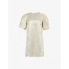 Ganni Metallic Cloque A-shaped Mini Dress In Gold Silver In Gold Silver