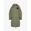 Ganni Womens Kalamata Oversized Logo-patch Nylon Parka Coat In Green