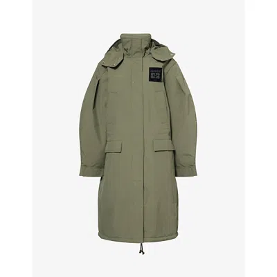 GANNI WOMENS KALAMATA OVERSIZED LOGO-PATCH NYLON PARKA COAT