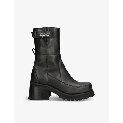 Ganni Feminine Buckle Platform Boot In Black