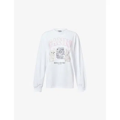 Ganni White Re-cut Heavy Jersey Animals T-shirt
