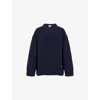 Ganni Womens Sky Captain Relaxed-fit Round-neck Wool-blend Jumper In Blue