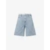 Ganni Womens Soft Chambray Striped High-rise Denim Shorts