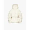 Ganni Tech Seersucker Oversized Puffer Jacket In Tofu
