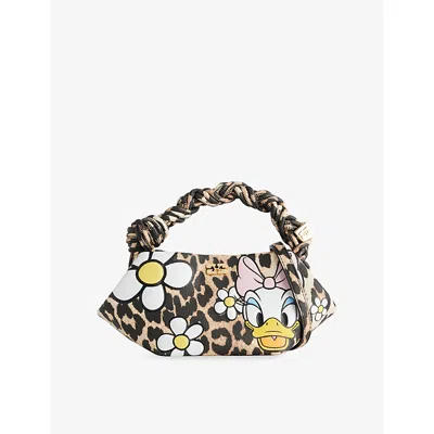 GANNI WOMENS LEOPARD ALMOND MILK GANNI X DISNEY BOU DAISY DUCK MINI FAUX-LEATHER BAG