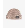 Ganni Womens Leopard Graphic Print Wool Blend Beanie In Brown