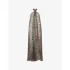 Ganni Womens Leopard Halterneck Woven Midi Dress In Animal Print