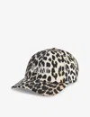 Ganni Womens Leopard Logo-embroidered Animal-printorganic-cotton Cap In Multi