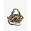 Ganni Womens Leopard Nano Bou Leather Pouch In Leopard
