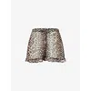 Ganni Leopard Printed Chiffon Ruffled Shorts In Animal Print
