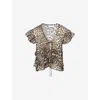 Ganni Leopard-print Ruffled Chiffon Blouse In Animal Print