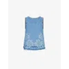 Ganni Broderie Anglaise Denim Top In Light Blue Stone